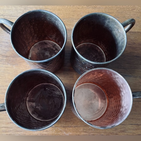 Solid Hammered Copper Mugs Set of 4 - Picture 3 of 3